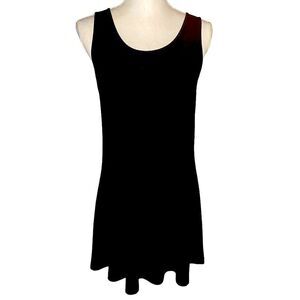 Sun Kim Wm’s Sz XS Black Stretch Jersey Sleeveless A-Line Tunic Lagenlook Dress